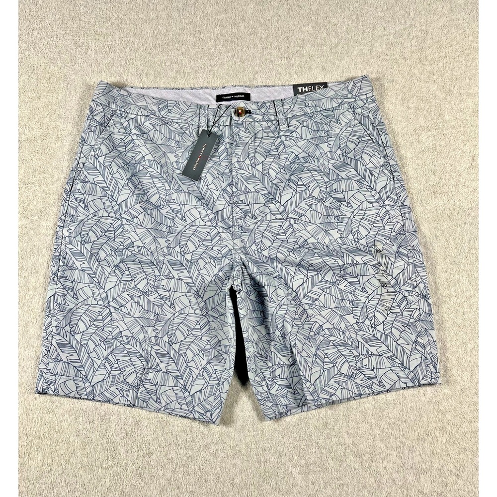 Tommy Hilfiger Mens 36 TH Flex 9" Shorts Blue Leaf Palm Tropical 78J4824 NEW
